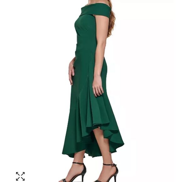 NWT Eliza J Off-The-Shoulder Asymmetrical-Hem Dress - Picture 3 of 5